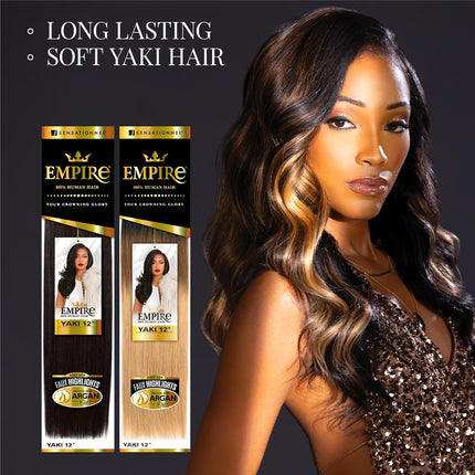 Sensationnel Empire Yaki Human Hair,1 Pack 12 inch, T1B/30