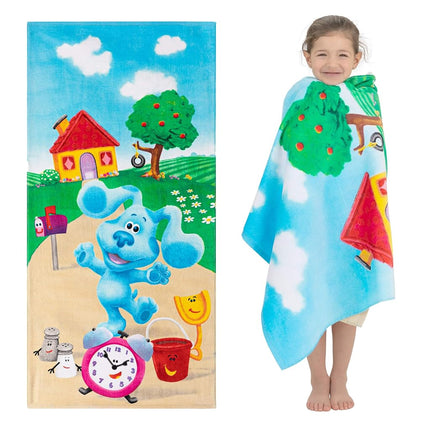 Toalla de baño/piscina/playa de algodón supersuave para niños Franco, 147 cm x 71 cm, Las pistas de Blue