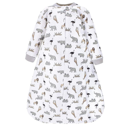 Hudson Baby Unisex Baby Premium Quilted Long Sleeve Sleeping Bag and Wearable Blanket, Neutral Safari, 18-24 Months
