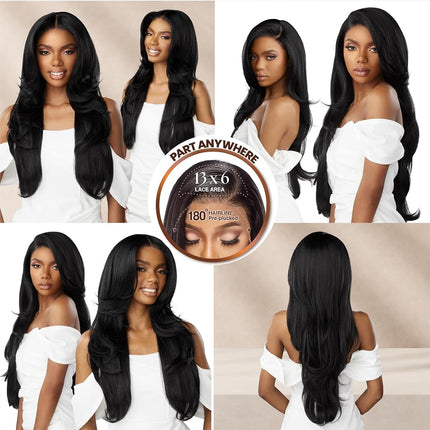 Sensationnel Bare Luxe Lace Glueless Lace Wig - 13X6 Unit 7 (Color:1B OFF BLACK)