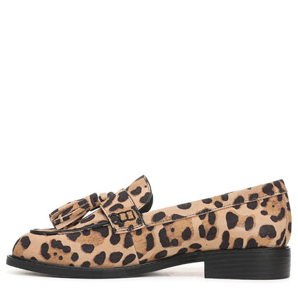 Franco Sarto Women's Carolyn Low Loafer, Tan Leopard Print Suede, 5