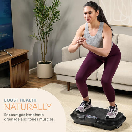 LifePro Vibration Plate Exercise Machine For Lymphatic Drainage | Waver | 99 Speed Levels & 9 Program Mode | Full Body Exercise Machine For Home Use | Resistance Bands & Remote | Midnight Black