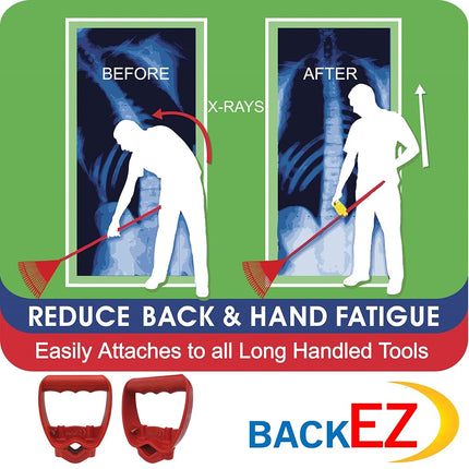 Back-Saving Tool Grip, Multi-Tool Handle, Labor-Saving Ergonomic Snow Shovel or Rake Handle Attachment, RED