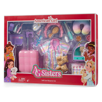 American Girl, AG Sisters Self-Care Sleepover Set, Doll Playset, for 14.5-inch Dolls, 22 pcs, for Ages 4+