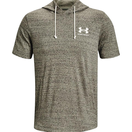 Sudadera con Capucha de Manga Corta Under Armour Rival Terry para Hombre, (504) Grove Green / / Onyx White, Small