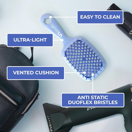 FHI HEAT UNbrush and UNbrush MINI Wet & Dry Vented Detangling Hair Brush, Periwinkle Light Blue