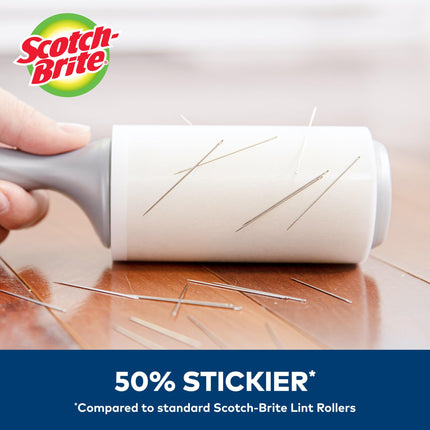 Scotch-Brite 3M 50% Stickier Lint Roller48 Sheets 4-inch x 25.1', Acrylic, Multicoloured, 2.08 x 2.08 x 9.03 cm