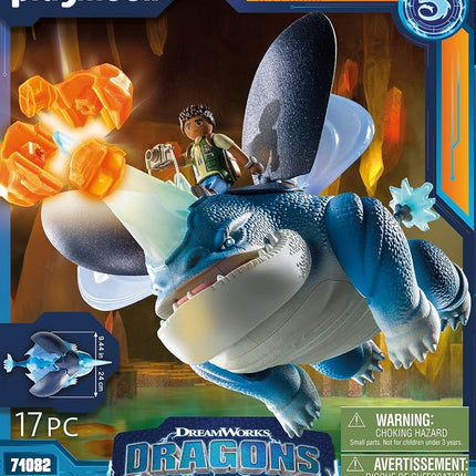 Playmobil 71082 How to Train your Dragon: Nine Realms Plowhorn and D'Angelo, Dragon Toy with movable limbs, wings and TV characters, Fun Imaginative Role-Play, Playset Suitable for Children Ages 4+