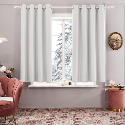 Deconovo Linen-Look 100% Blackout Curtains, Thermal Insulated Grommet Coating Drapes for Bedroom & Living Room, Cream 52W x 63L 2 Panels