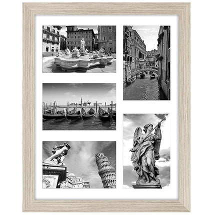 Americanflat 6x4 Collage Photo Frame with Shatter-Resistant Glass - Signature Collection - Fits Five 4x6 Photos or Use as One 11x14 Picture Frame for Wall Display - Driftwood