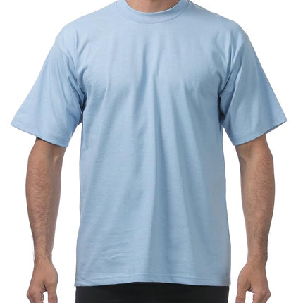 Pro Club Men's 3-Pack Heavyweight Cotton Short Sleeve Crew Neck T-Shirt, Sky Blue, 3XL