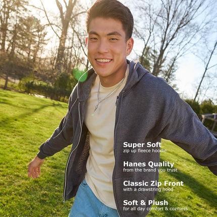 Hanes, Ecosmart Fleece Full-zip Hoodie for Men, Hooded Sweatshirt, Safety Orange, L