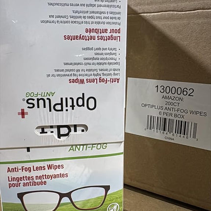 OptiPlus 200-Count Pre-Moistened Anti-Fog Lens Wipes, 6" x 5"