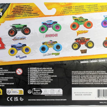Monster Jam Official 1:64 Scale Diecast Truck 2-Pack Series 33 Dragon vs Sparkle Smash