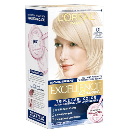 L'Oreal Paris Excellence Creme Haircolor, Extra Light Ash Blonde [01] (Cooler) 1 ea