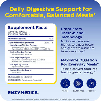 Enzymedica Digest Complete Enzyme Formula 90 Capsules