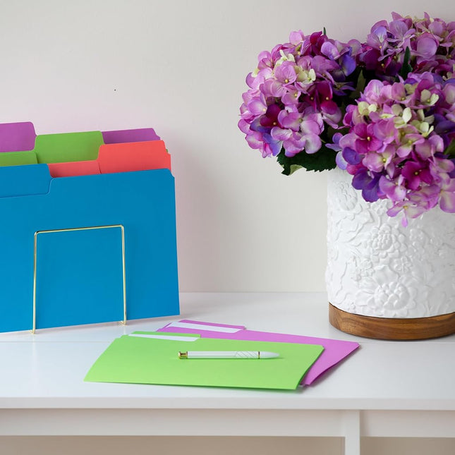 Smead SuperTab File Folders, Oversized 1/3-Cut Tab, Letter Size, Assorted Bright Colors, 24 per Pack (11957)