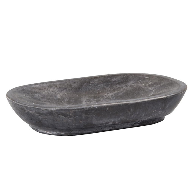 Creative Home Natural Charcoal Marble Curvy Collection Bar Soap Dish Soap Tray Holder Bathroom Countertop Small Accessories Organizer, 3.8" x 5.6" x 0.8" H, Grey