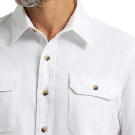 Wrangler Authentics Men's Long Sleeve Classic Woven Shirt, Bright White, S