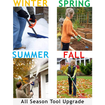 Back-Saving Tool Grip, Multi-Tool Handle, Labor-Saving Ergonomic Snow Shovel or Rake Handle Attachment, RED