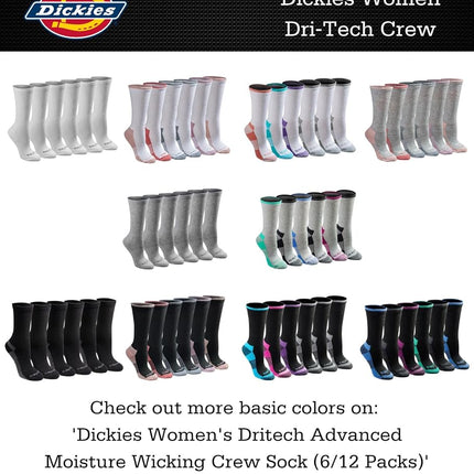 Dickies Women's Dri-tech Fashion Moisture Control Crew Socks, Available in S-XL (5, 6, Tribal (12 Pairs), M (Pack of 24)