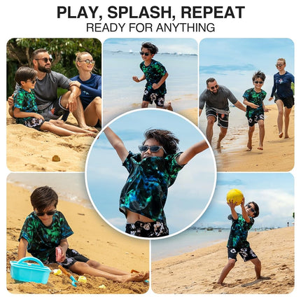 Kanu Surf - T-shirt de bain anti-UV manches courtes UPF 50+ pour garçons, Hurricane Black, 4T