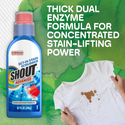 Shout Advanced Stain Remover for Clothes with Scrubber Brush, 8.7 oz