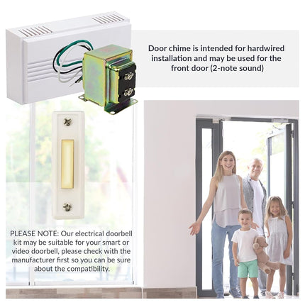 Newhouse Hardware Hardwired Chime Kit with 16-Volt/30VA Transformer and Surface-Mount White Button