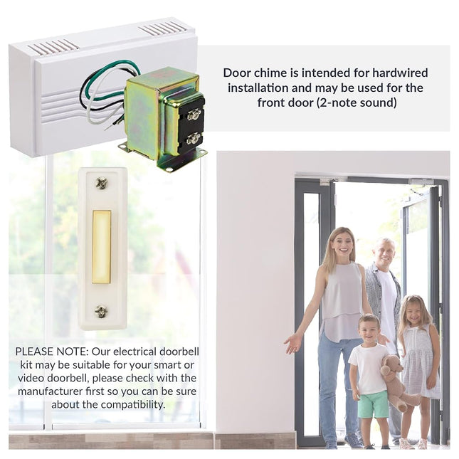 Newhouse Hardware Hardwired Chime Kit with 16-Volt/30VA Transformer and Surface-Mount White Button