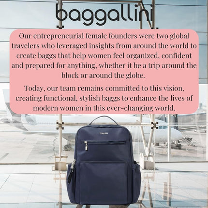 Baggallini Tribeca Expandable Travel Laptop Backpack Water-Resistant Nylon Work Bag w/Organization, Padded Sleeve & RFID Tech, French Navy, One Size