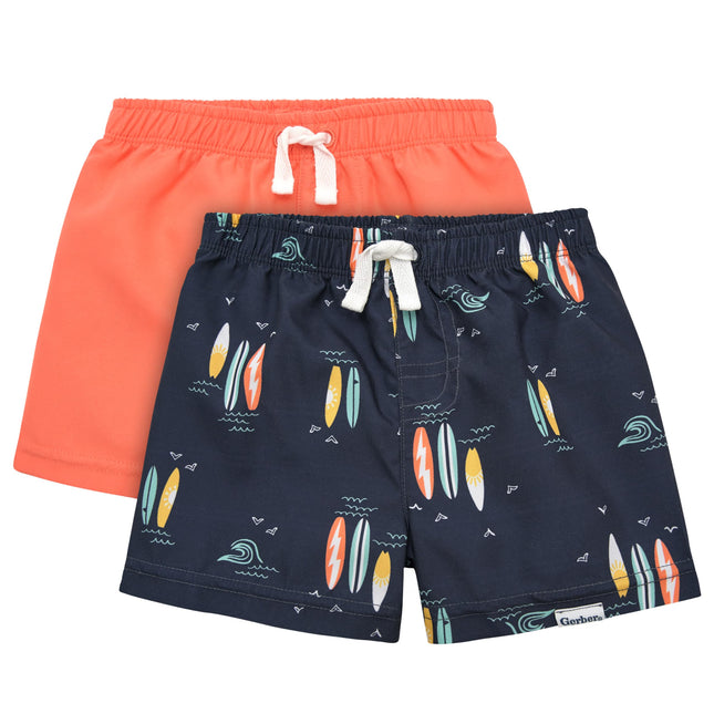 Gerber Boys' Toddler 2-Pack Swim Trunks, Orange Su