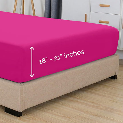 Elegant Comfort 1500 Premium Hotel Quality 18-21 Inches Deep - Extra Deep Pocket Single Fitted Sheet for High Mattress, Luxury and Softest, Smart Pocket - Wrinkle Free, Twin/Twin XL, Pink