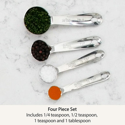 All-Clad 59918 Stainless Steel Measuring Spoons Cookware Set, 4-Piece, Silver