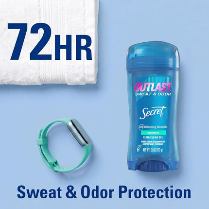 Secret Outlast Unscented Women's Clear Gel Antiperspirant & Deodorant 2.6 Oz