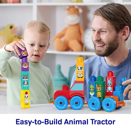 MEGA BLOKS First Builders Build & Match Animal Tractor Toddler Blocks Toy
