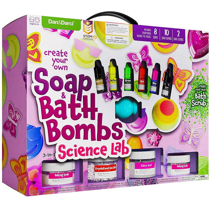 Soap & Bath Bomb Making Kit for Kids - All Inclusive Soap Making Kit to Make Your Own Bath Bombs, Soap & Bath Scrubs : 3-in-1 Spa Science Kit For Kids : Kids Science Kit - Gift for Girls and Boys