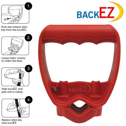 Back-Saving Tool Grip, Multi-Tool Handle, Labor-Saving Ergonomic Snow Shovel or Rake Handle Attachment, RED