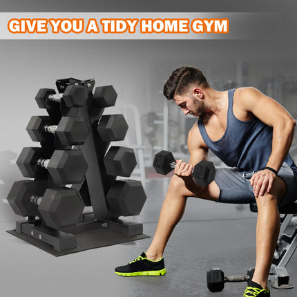 Fitvids 100LB Rubber Coated Hex Dumbbell Weight Set with Storage Rack, Free Weights with Anti-Slip Handle for Home Gym