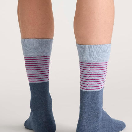Ted Baker Men's 3 Pack Pattern Crew Dress Socks, Lt Denim Heather/Navy/Cashmere Blue, One Size