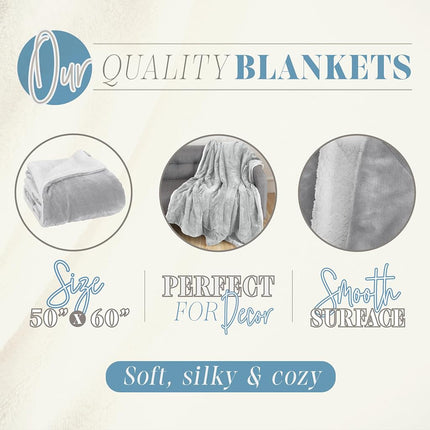 Manta Reversible Sherpa Sólida de Elegante Confort, Manta para Todas las Estaciones - Súper Suave, Acogedora y de Peluche - Manta Decorativa, Perfecta para Descansar, 50 x 60 pulgadas, Manta Sherpa Gris Plateado