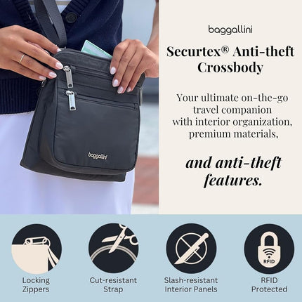 Baggallini Securtex Anti-Theft Crossbody, Thyme, One Size