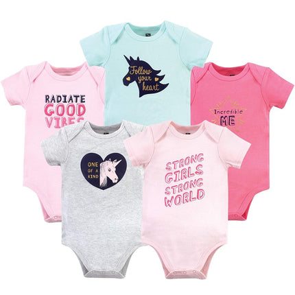 Hudson Baby Baby Cotton Bodysuits, Good Vibes, 9-12 Months