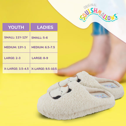 Pantuflas Squishmallows para niños y pantuflas para mujer, regalos para mujer, pantuflas de casa extraacogedoras y suaves, sin cordones, color blanco hueso, 6.5-7.5