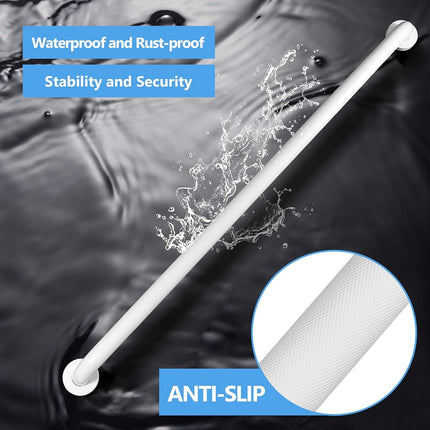Rackickyer Shower Grab Bar, 2 Pack 39.4 Inch White Bathroom Grab Bar, 1.25" Diameter 304 Stainless Steel Anti-Slip Grab Bars for Bathtubs and Showers, Handicap Shower Grab Bar for Seniors Elderly