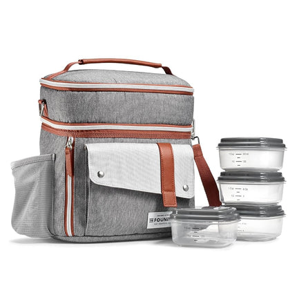 Sac Repas Isotherme Extra Large Fit & Fresh Foundry pour Hommes et Femmes, Grand Sac à Déjeuner, Préparation de Repas, Boîte à Déjeuner Adulte pour Hommes avec Contenants, Double Compartiment, Ensemble Sac à Déjeuner Wickenden
