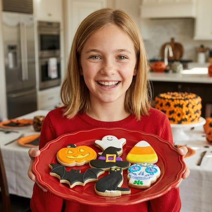Halloween Cookie Cutters Premium 7-Pc. Set Made in USA by Ann Clark, Pumpkin, Ghost, Bat, Candy Corn, Skull, Black Cat, Witch Hat