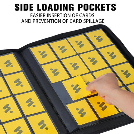 MORABTO Premium 1000+ Pockets Card Binder,16 Pockets Trading Card Binder Ringless Side Loading Trading Card Album Folder for TCG -Yellow