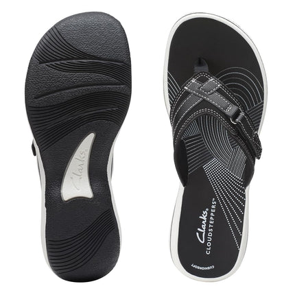 Clarks Women's Breeze Sea Flip Flop, New Black Synthetic, 8.5 UK