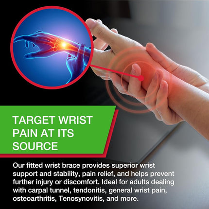 Attelle de poignet Mueller pour main droite – Taille Large à Très Large – Noir – Attelle de soutien réglable pour adultes pour le syndrome du canal carpien, les douleurs au poignet et l'arthrite – Légère et respirante pour le jour et la nuit