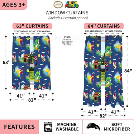 Franco Kids Room Window Curtains Drapes Set, 82 in x 63 in, Paw Patrol